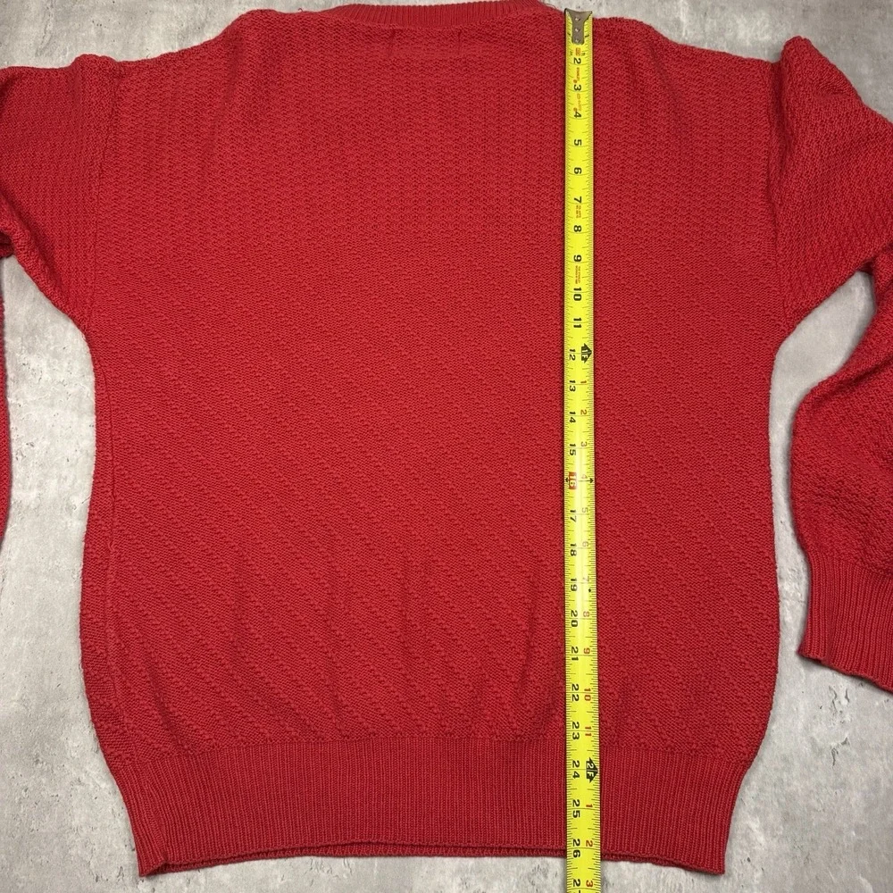 Vintage Lake Harmony Rowing Club Sweater Mens Medium Red Knit Cotton USA 90s